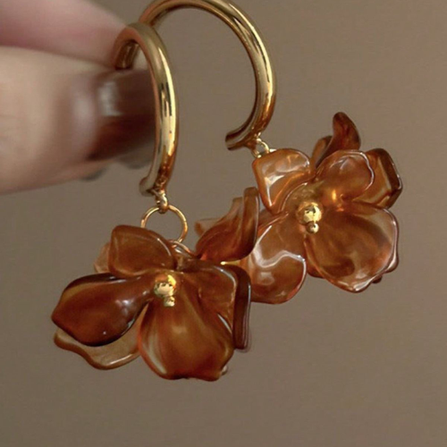 Amber Blossom Drop Earrings