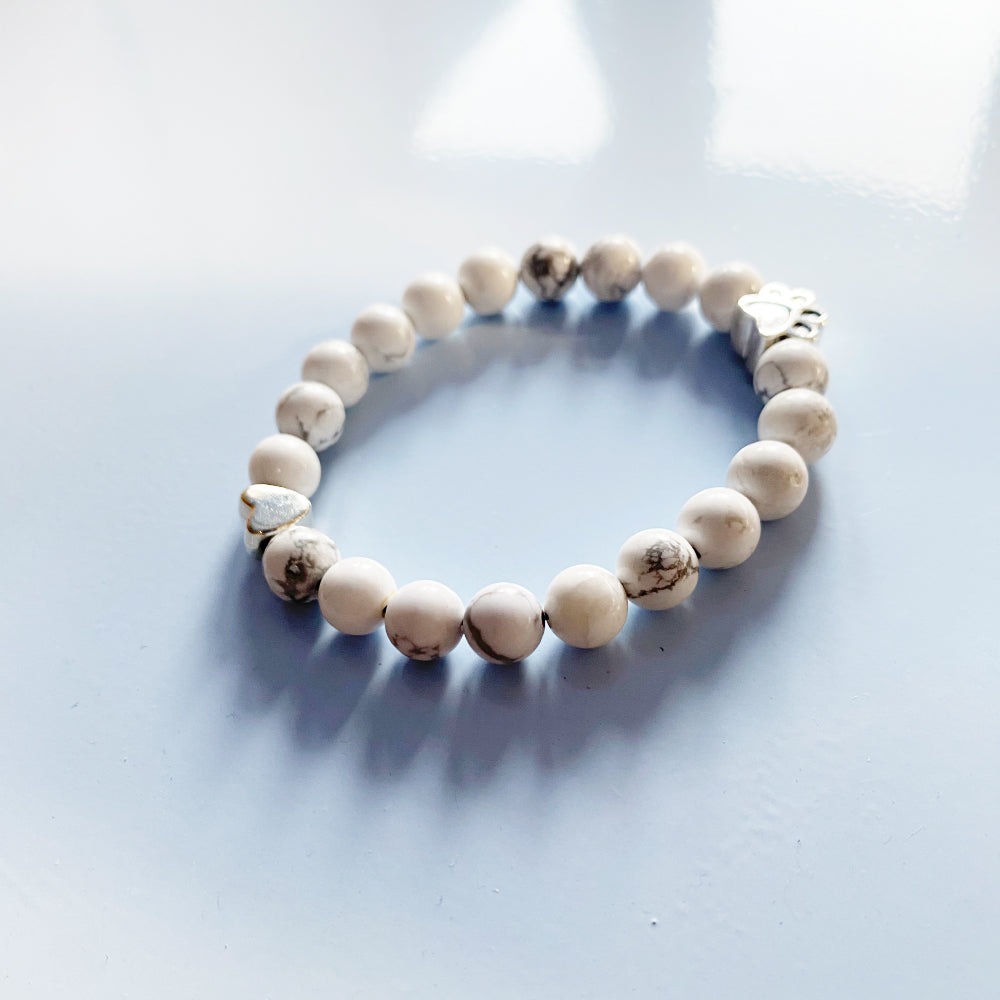 Natural Gemstone Bracelet With Paw & Heart Charm ��� Handcrafted Design