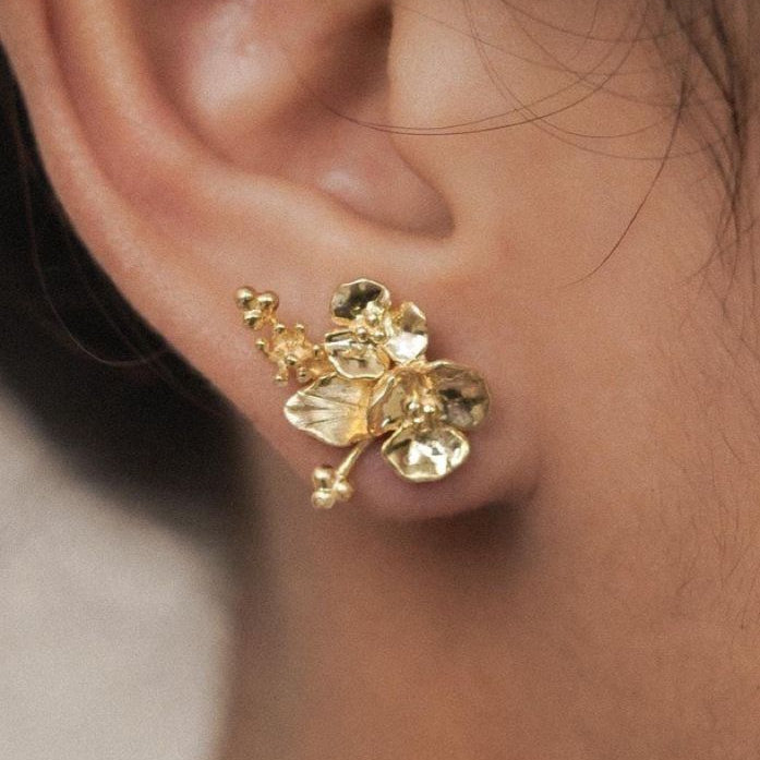 Boho Gold Blossom Stud Earrings