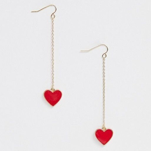 Long Heart Dangle Earrings