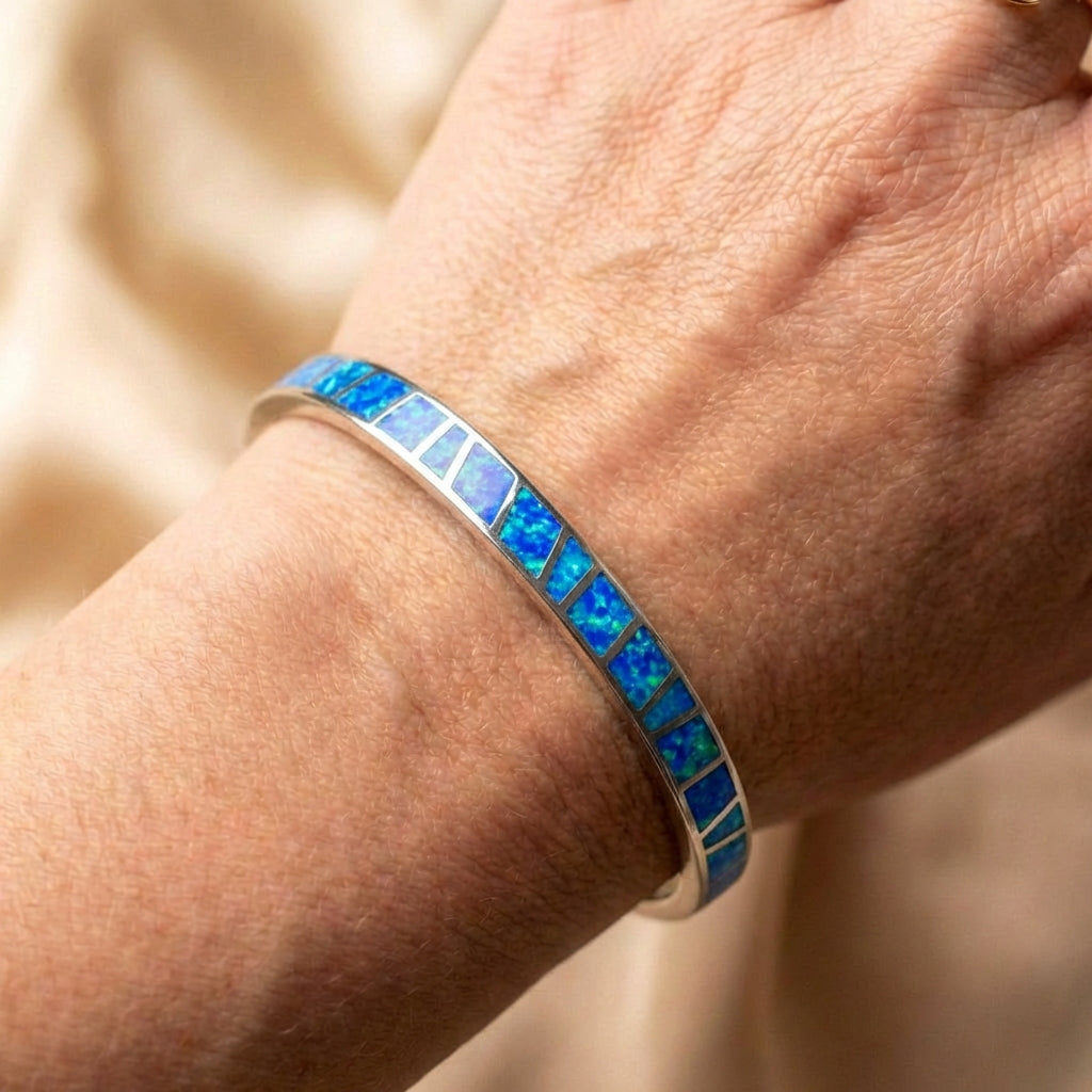 Blue and Silver Opal Bracelet