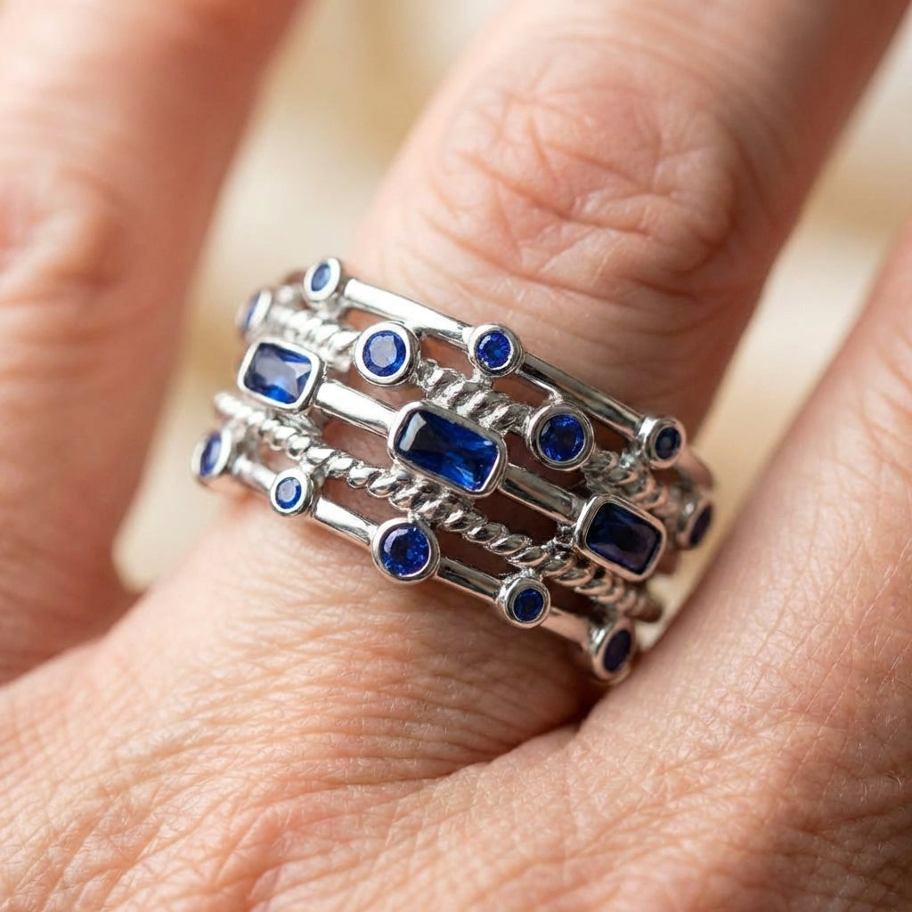 Blue Cubic Zirconia Ring