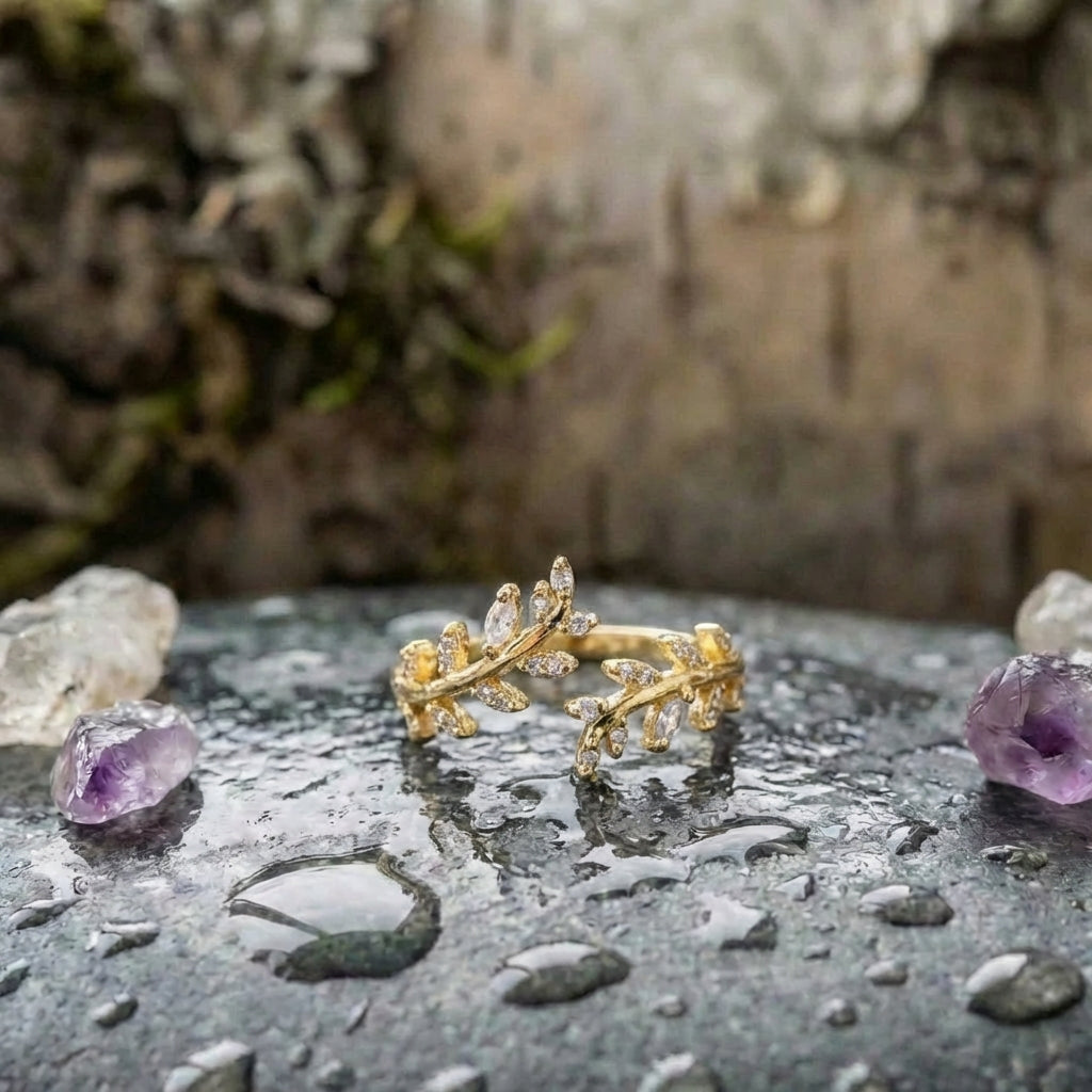 Elegant Branch Zircon Ring