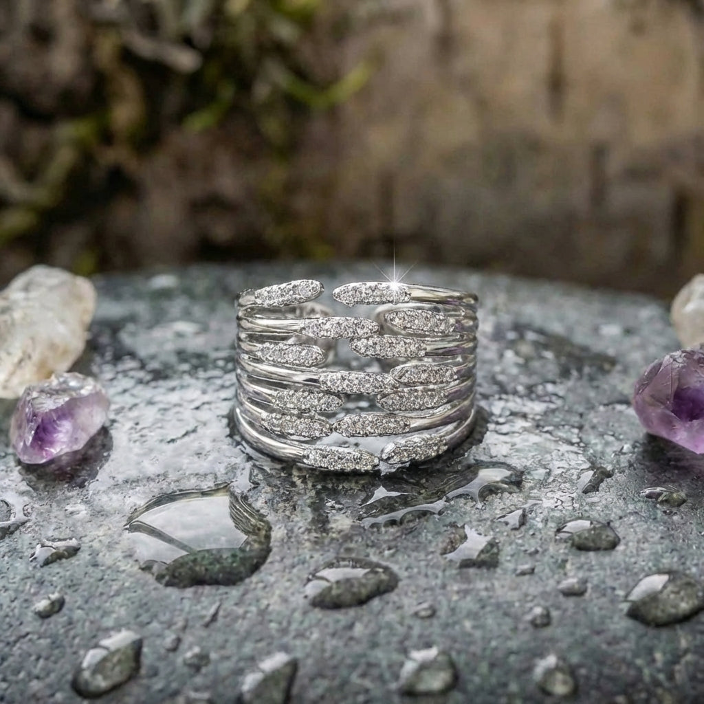 Elegant Crystal Multi Layer Ring