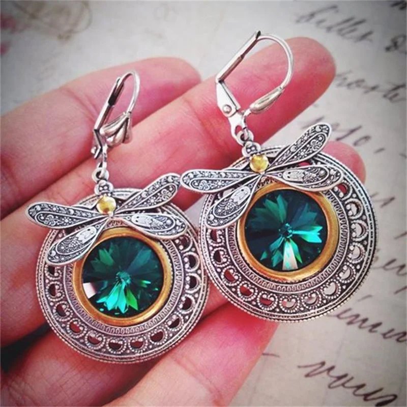 Elegant Dragonfly Crystal Earrings