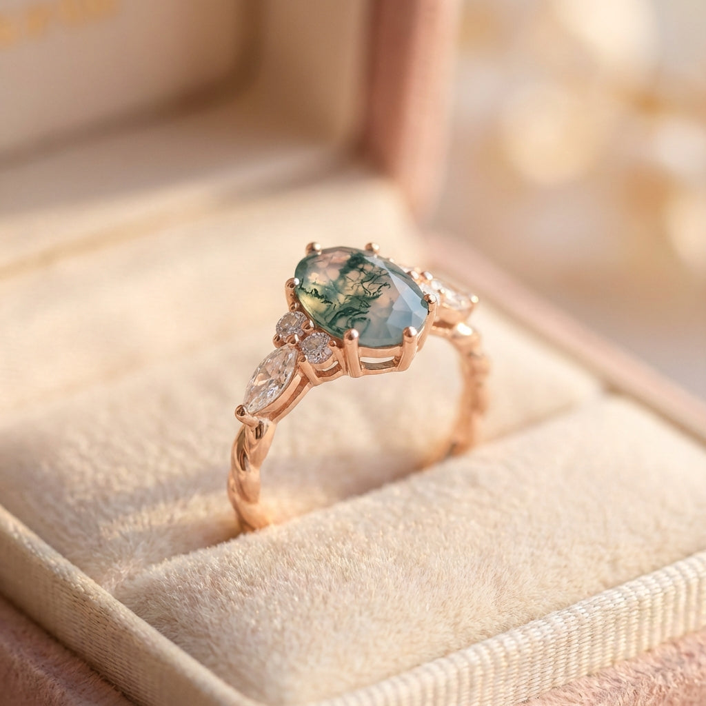 Elegant Moss Agate Ring