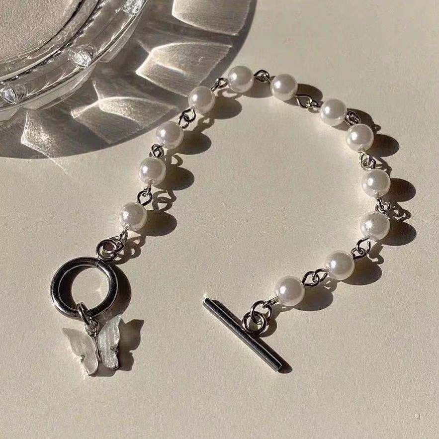 Elegant Pearl Toggle Butterfly