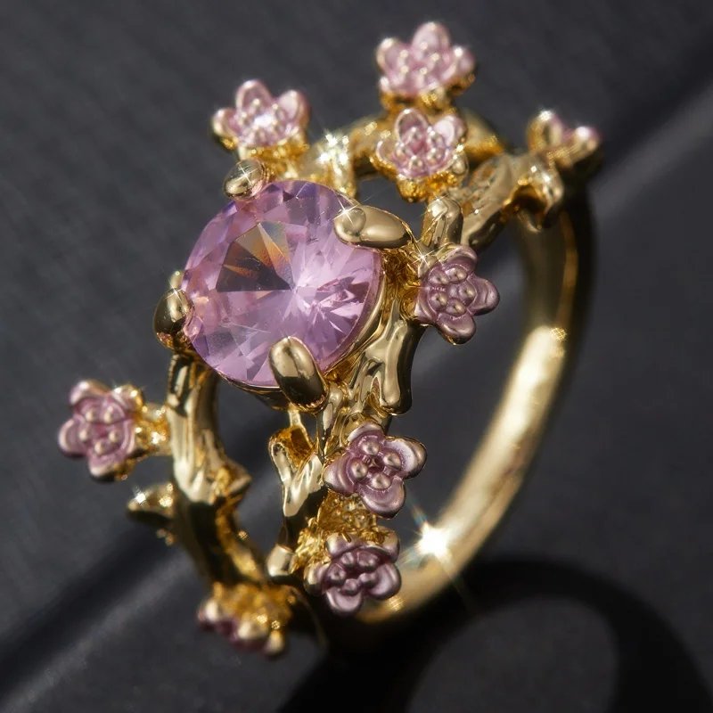 Elegant Purple Flower Ring