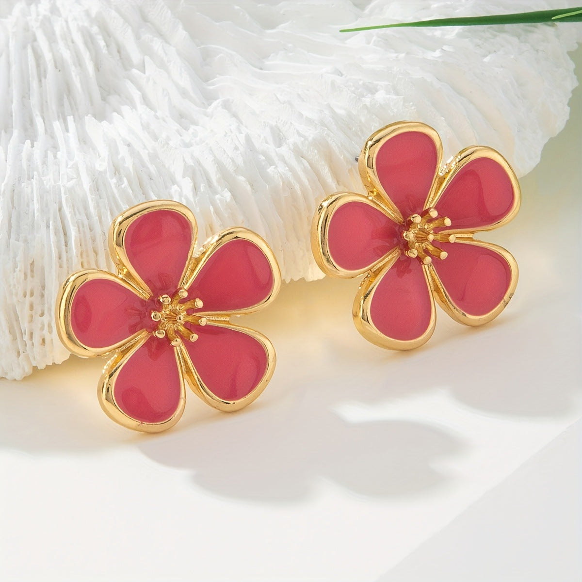 Elegant Red Flower Earrings