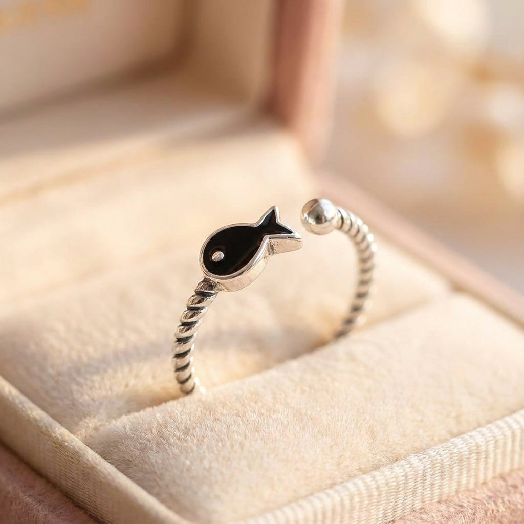 Elegant Silver Fish Ring