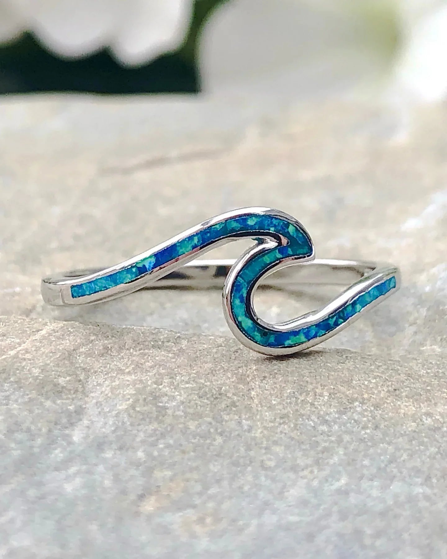 Elegant Wave Opal Ring