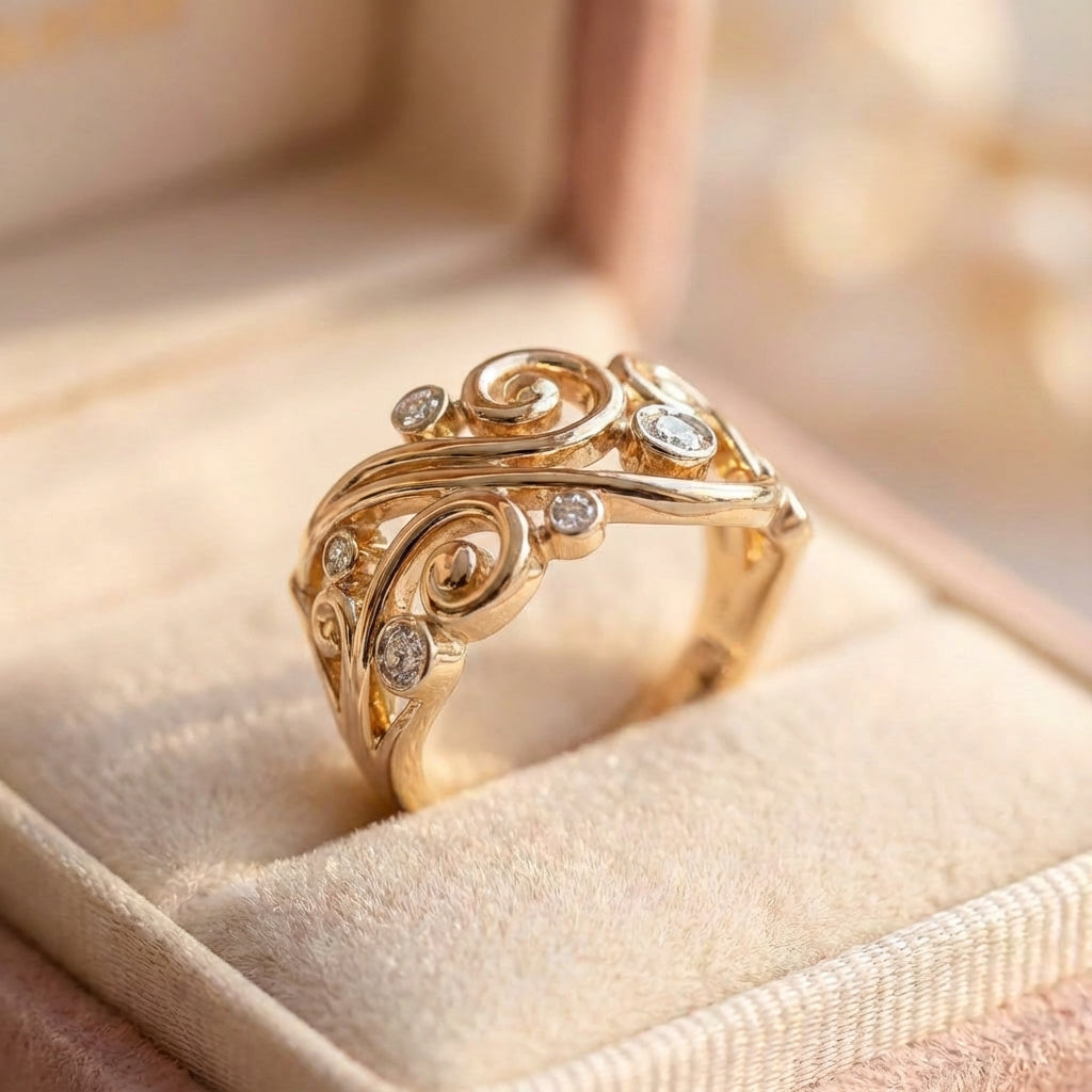 Elegant Zircon Swirl Ring