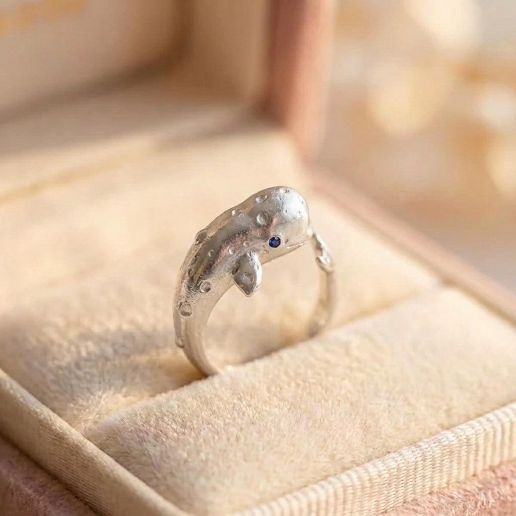Elegant Silver Whale Ring