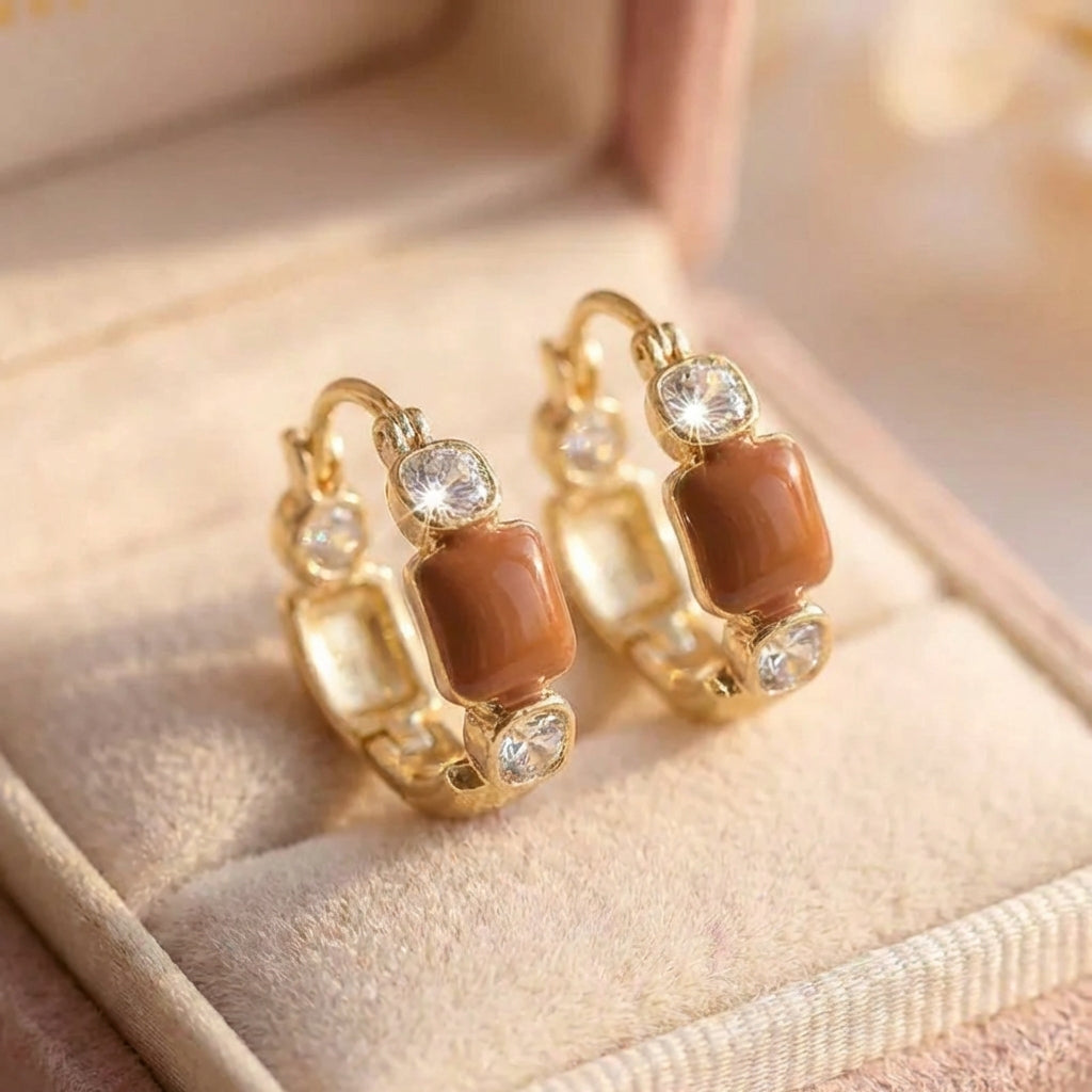 Vintage Exquisite Brown Zircon Earring