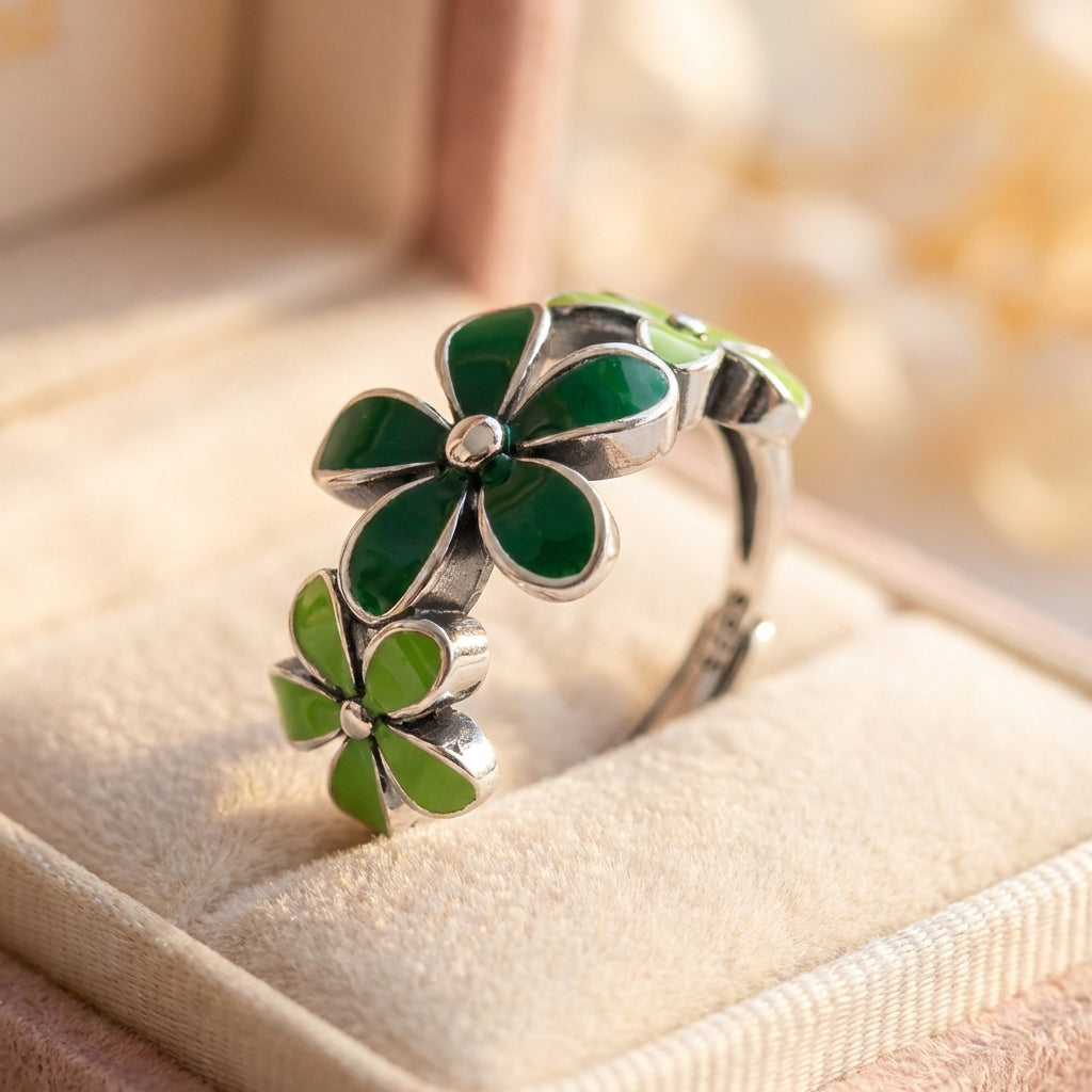 Handmade Green Leaf Ring