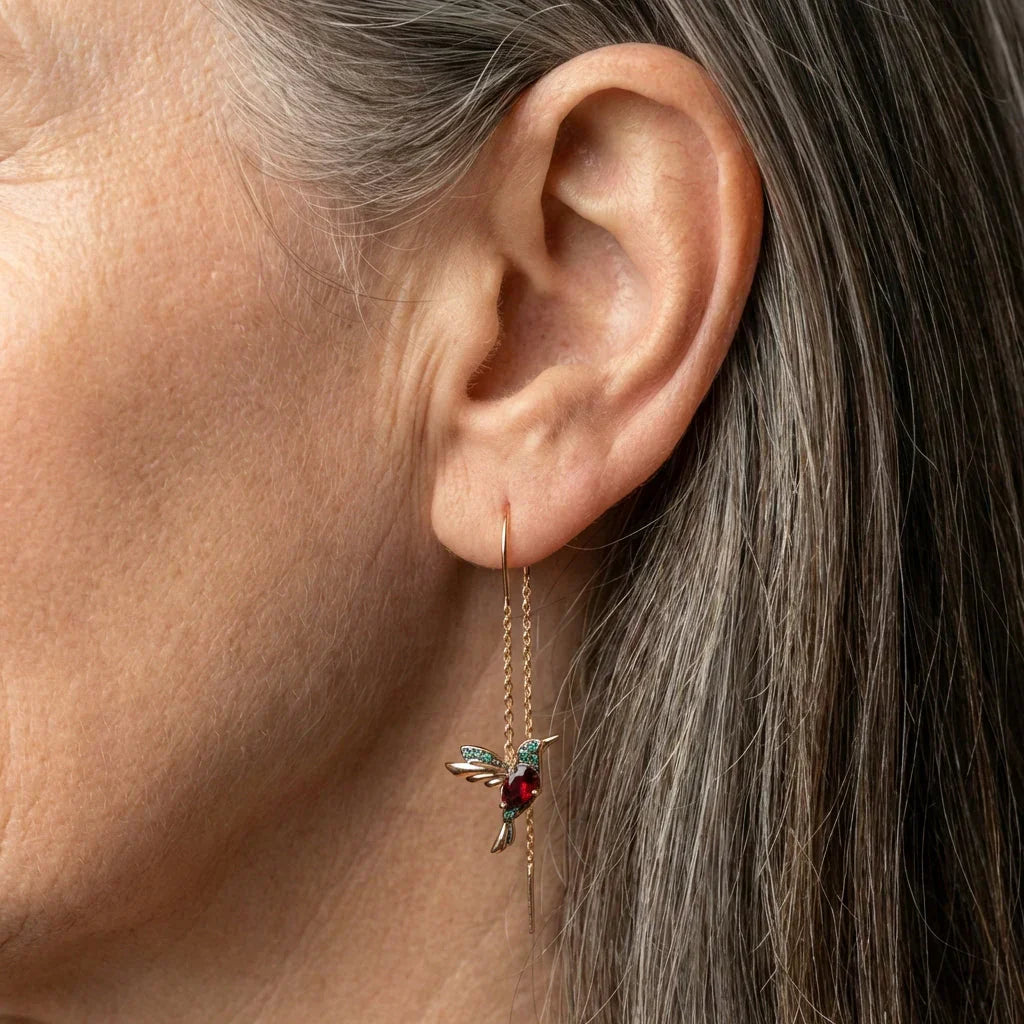 Hummingbird Enamel Earrings
