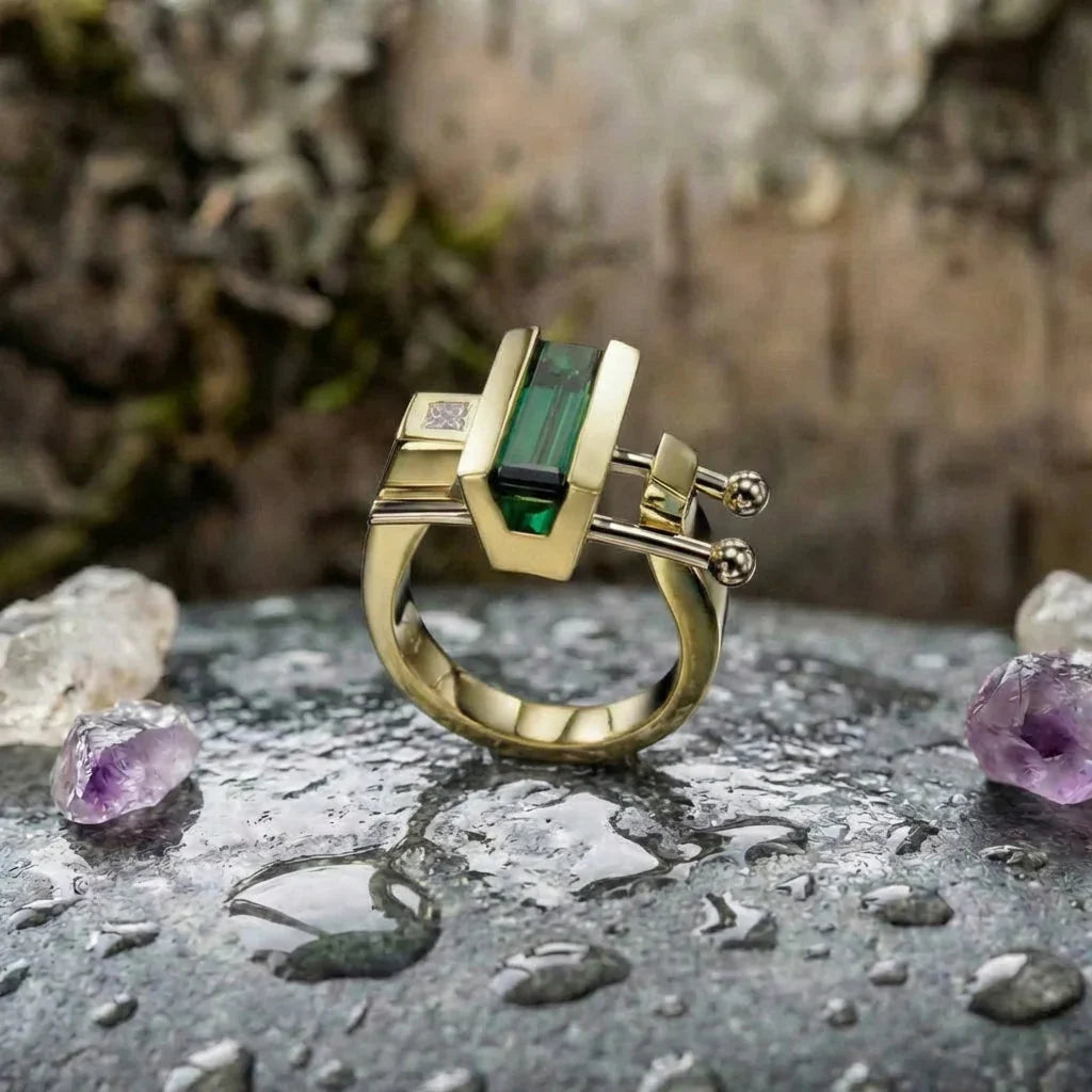 Modern Emerald Gold Ring
