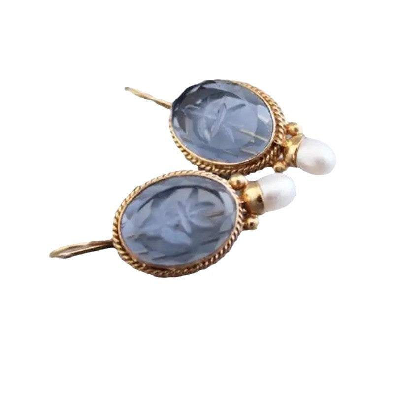 Elegant Blue Floral Gemstone Earrings