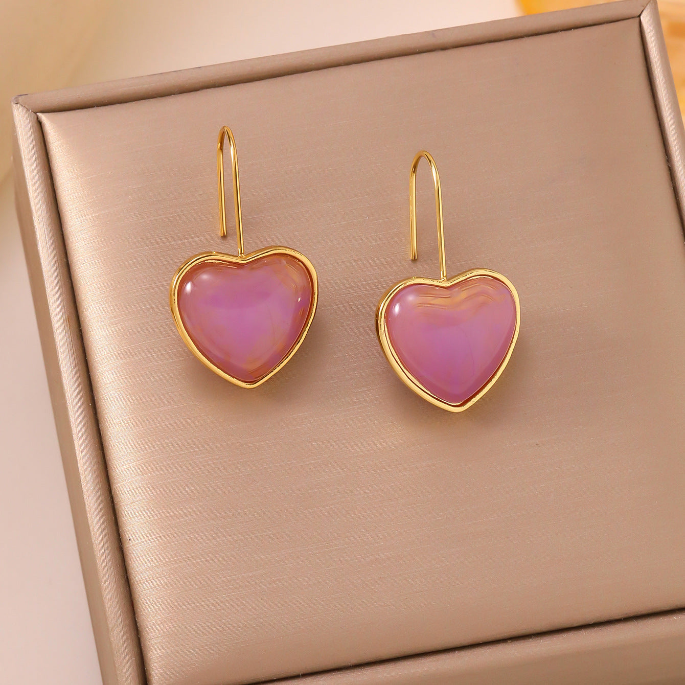 Romantic Pink Heart Earrings