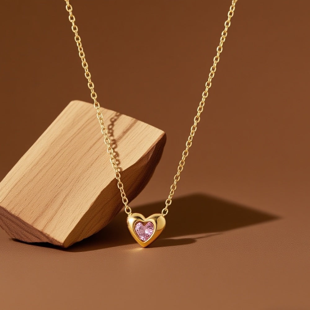 Romantic Pink Heart Necklace