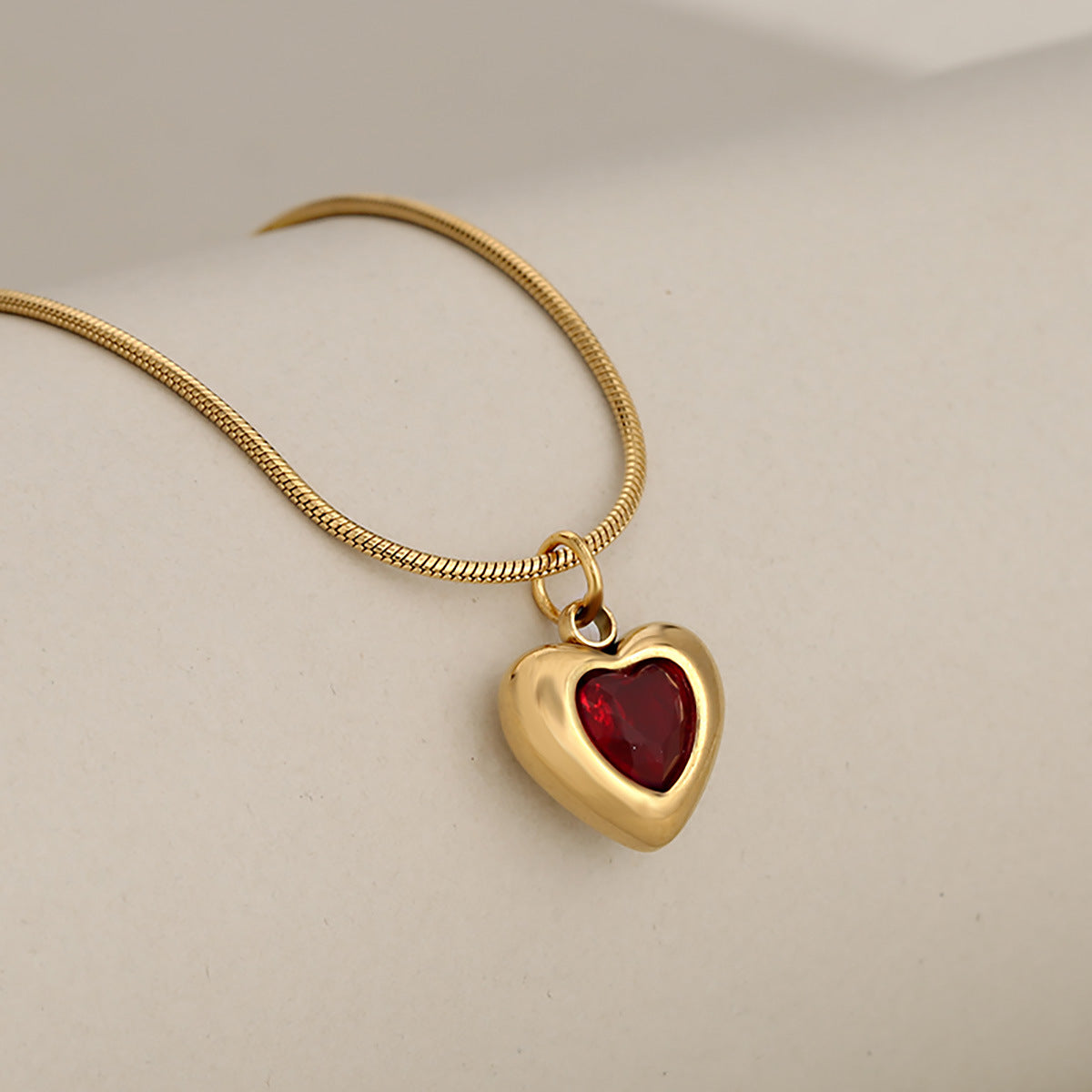 Romantic Ruby Heart Necklace