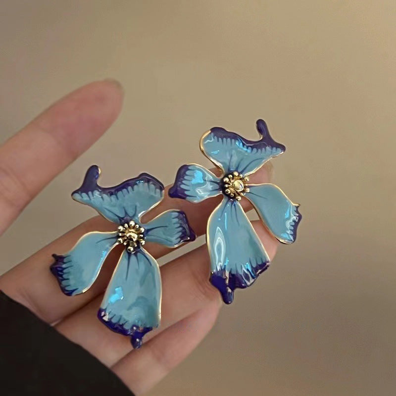 Vintage Blue Flower Earrings