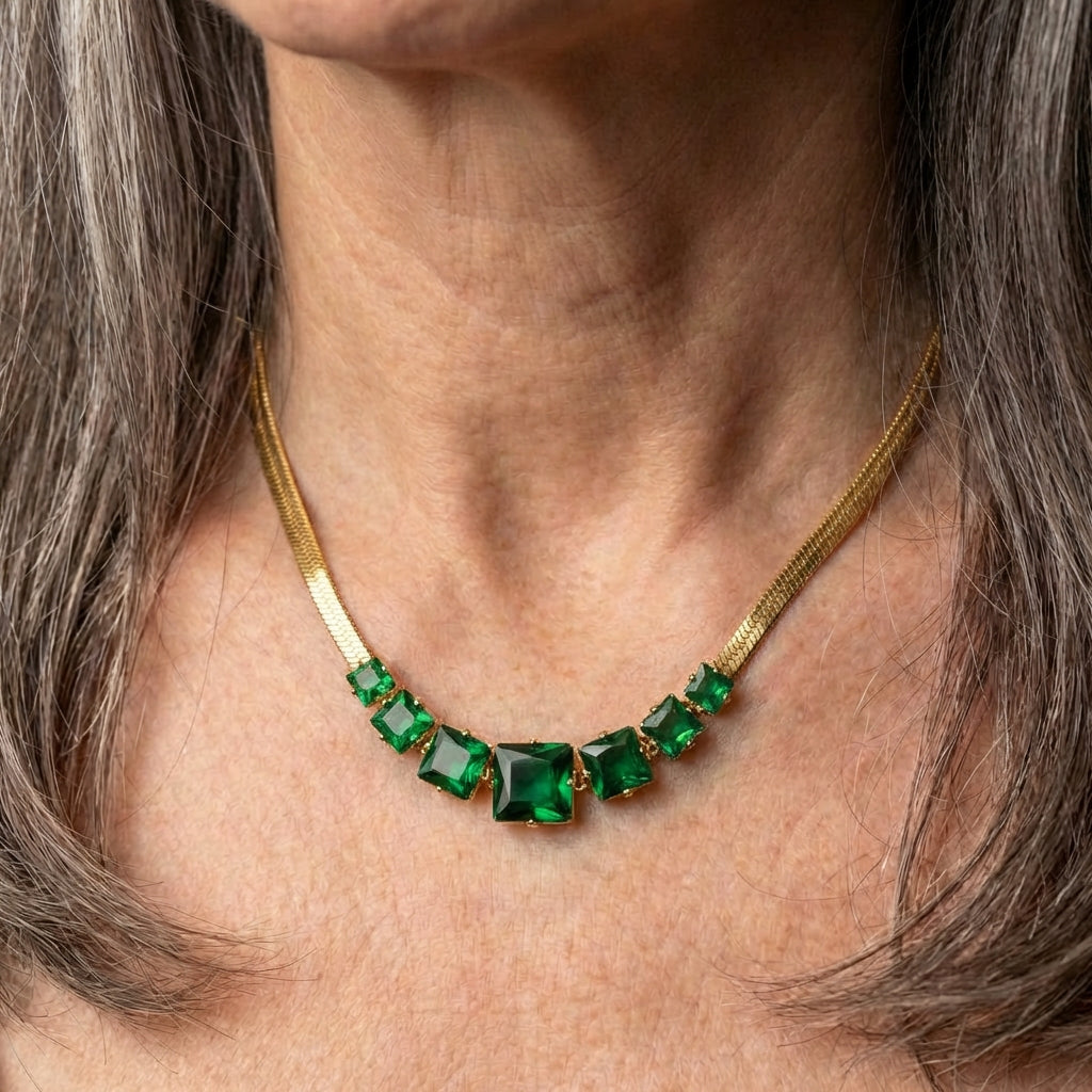 Green Crystal Zircon Necklace