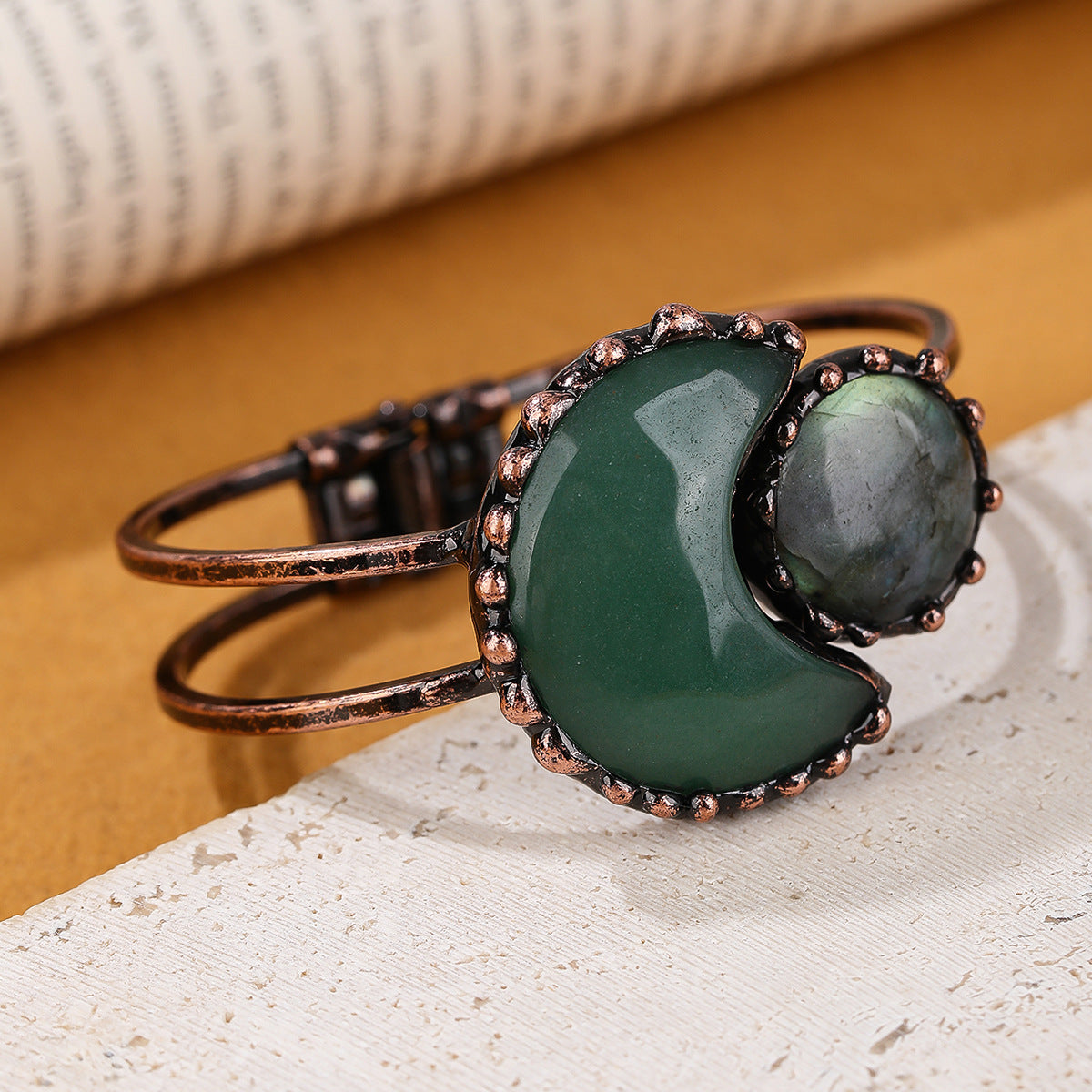 Vintage Jade Crescent Ring