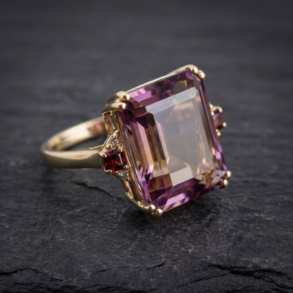 Vintage Purple Cubic Glass Ring