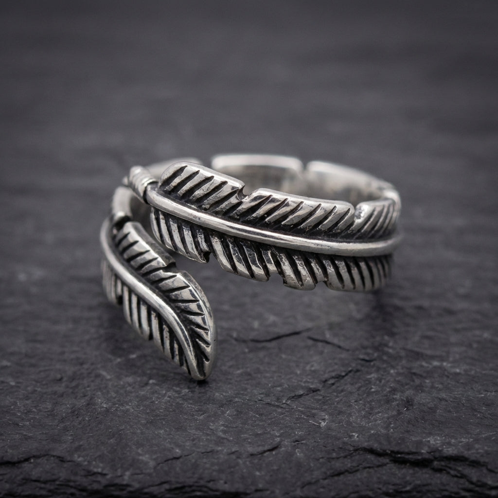 Vintage Silver Adjustable Leaf Ring