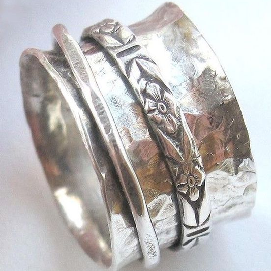 Vintage Silver Flower Layer Ring