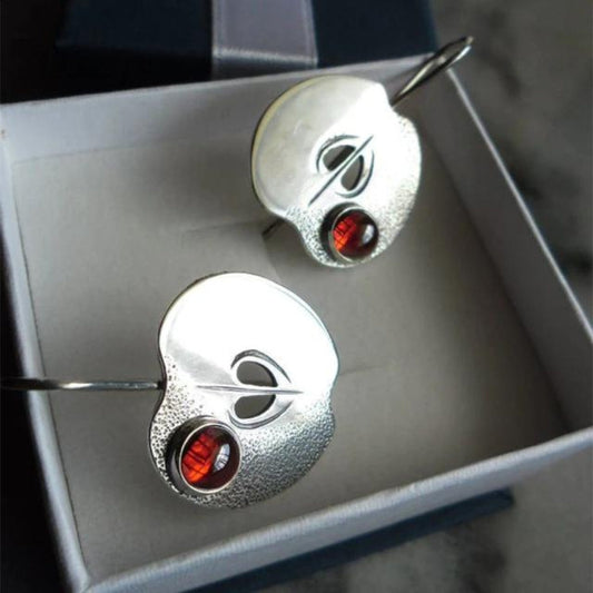 Red Zirconia Boho Earrings In Sterling Silver