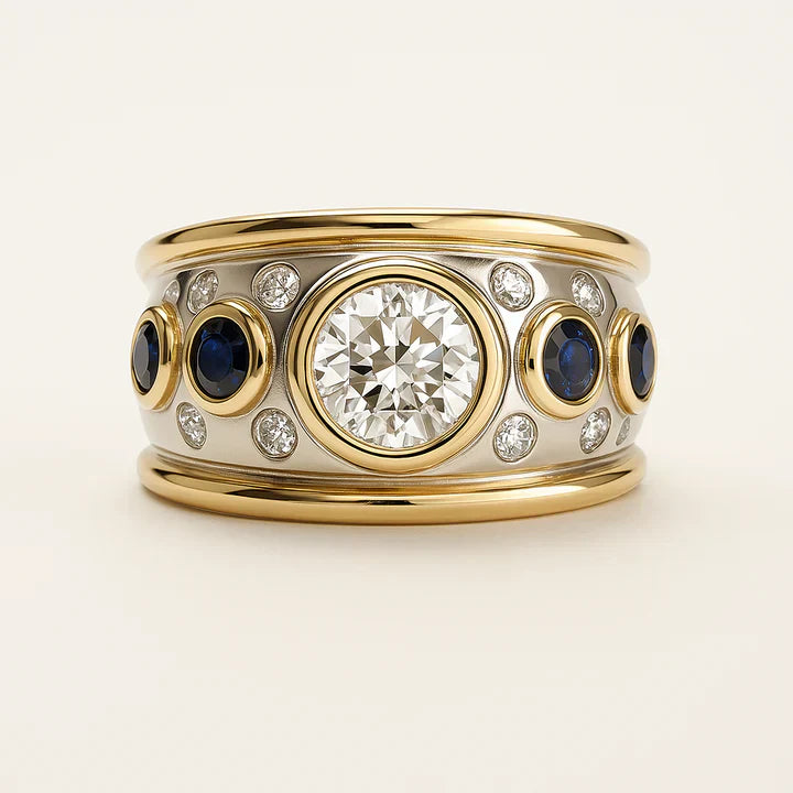 Vintage Golden Inlaid Zirconia Ring