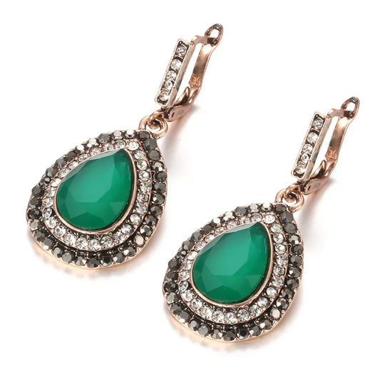 Emerald Crystal Drop Earrings