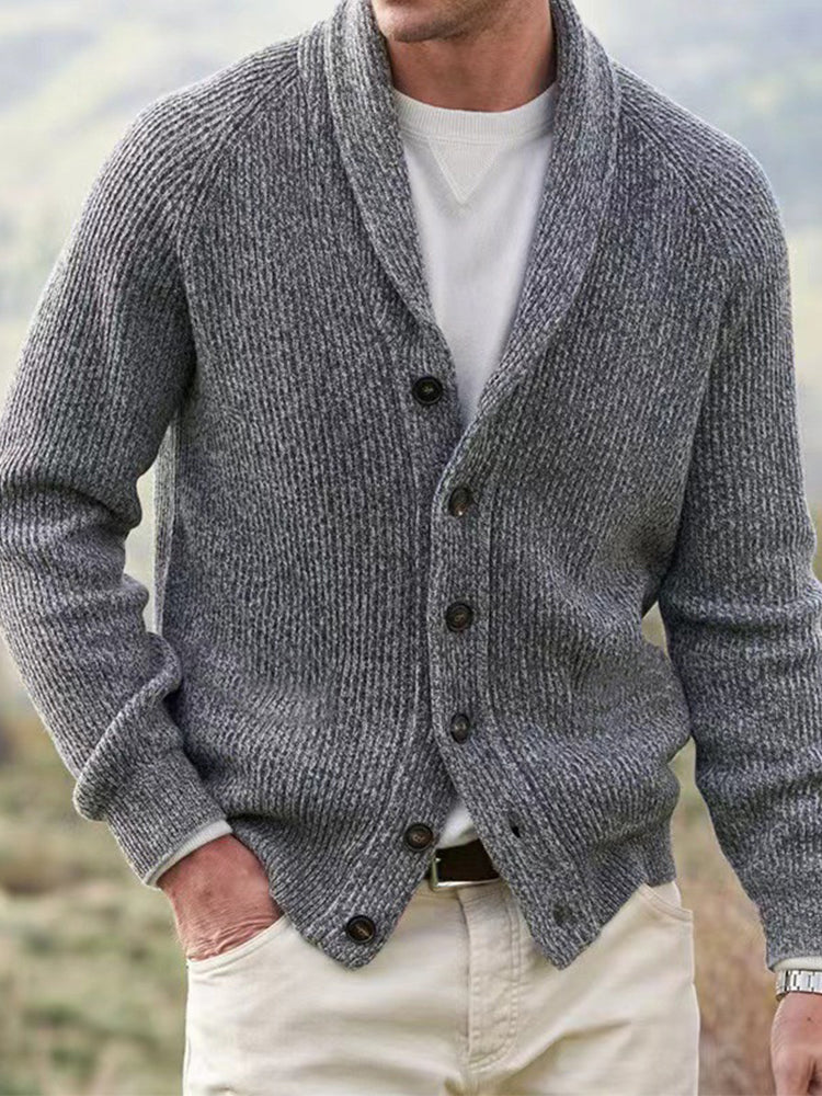 Men's Vintage Solid Color Cozy Sweater Cardigan artswardrobe