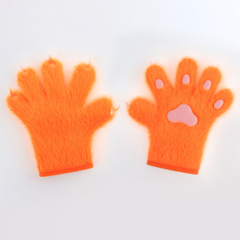 Comstylish Plush Cat Paw Warm Gloves