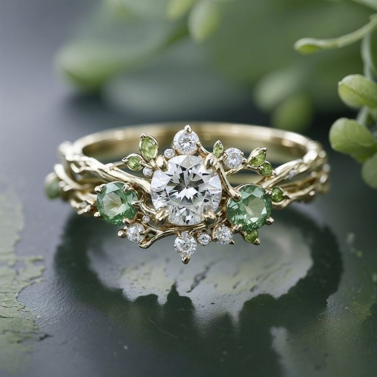 Exotic Cocktail Green Nature Ring
