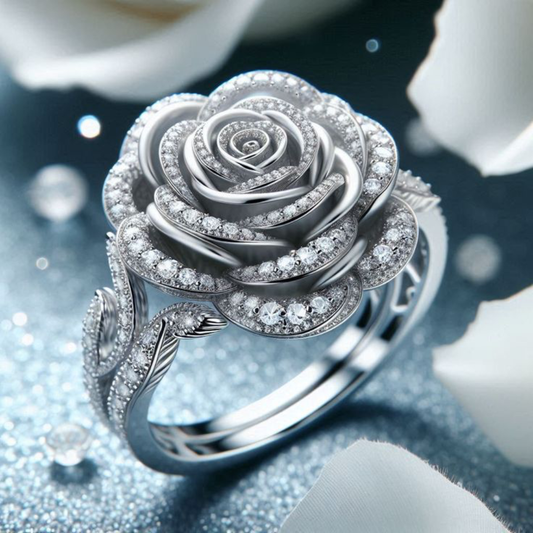 Diamond Rose Bloom Ring