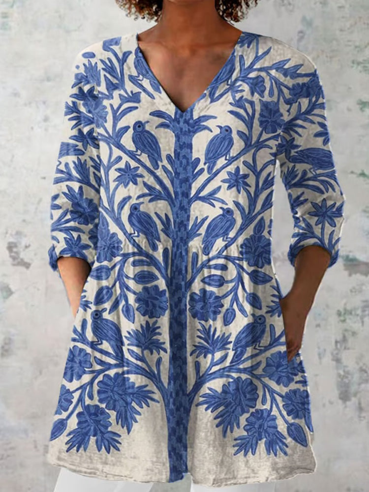 Comstylish Women's Art Iris Floral Blouse