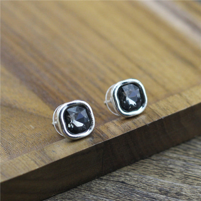 Small Crystal Earrings In Silver