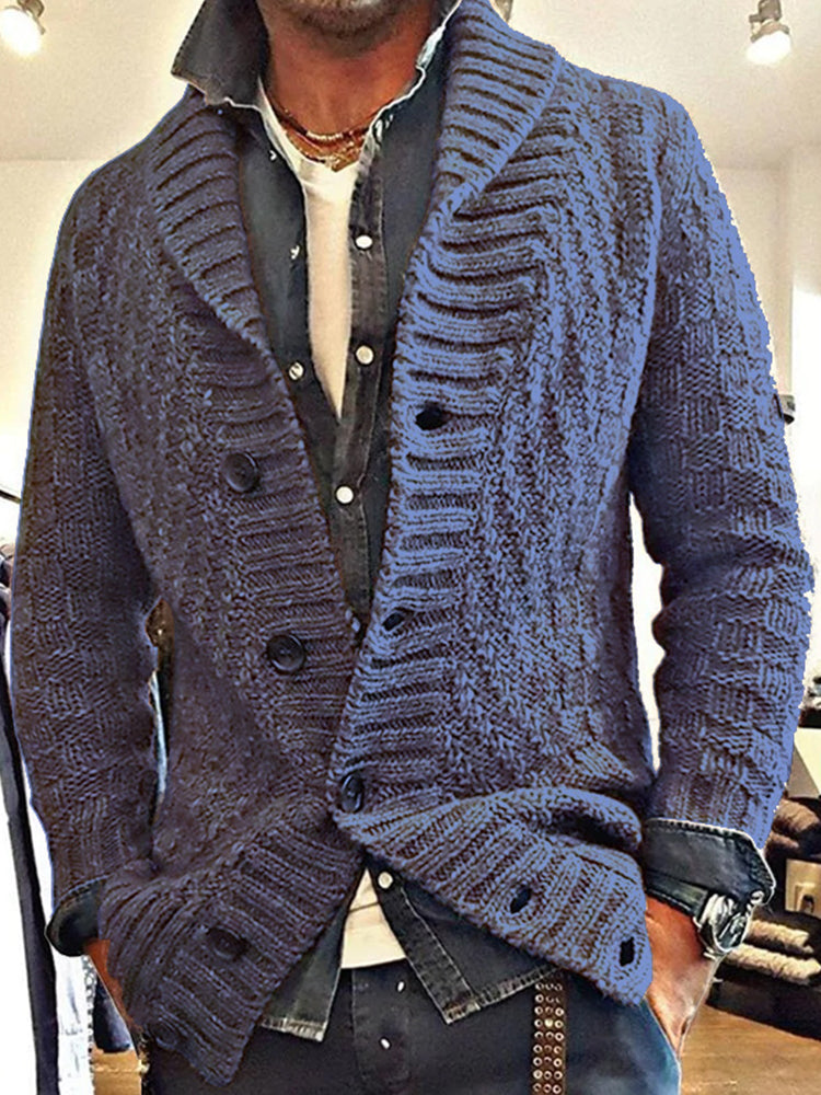 Men's Vintage Lapel Knit Sweater Cardigan artswardrobe