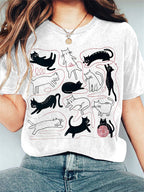 Comstylish Funny Cats Art Print Vintage T-Shirt