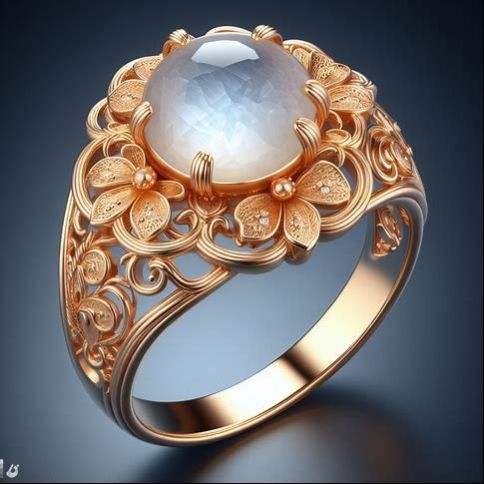 Moonstone Exotic Gold Floral Ring