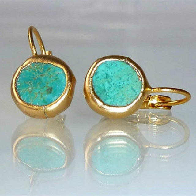 Vintage Turquoise Earrings In Gold