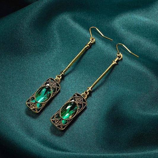 Green Lantern Pendant Earrings In Gold