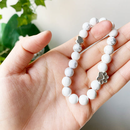 Natural Gemstone Bracelet With Paw & Heart Charm ��� Handcrafted Design