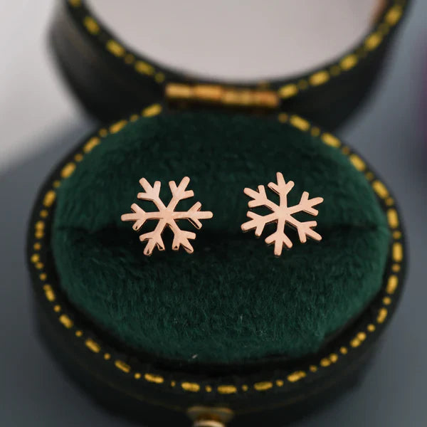 Snowflake Stud Earrings In Sterling Silver