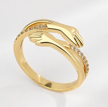 Adjustable Hug Ring With Zirconia In Gold And Silver