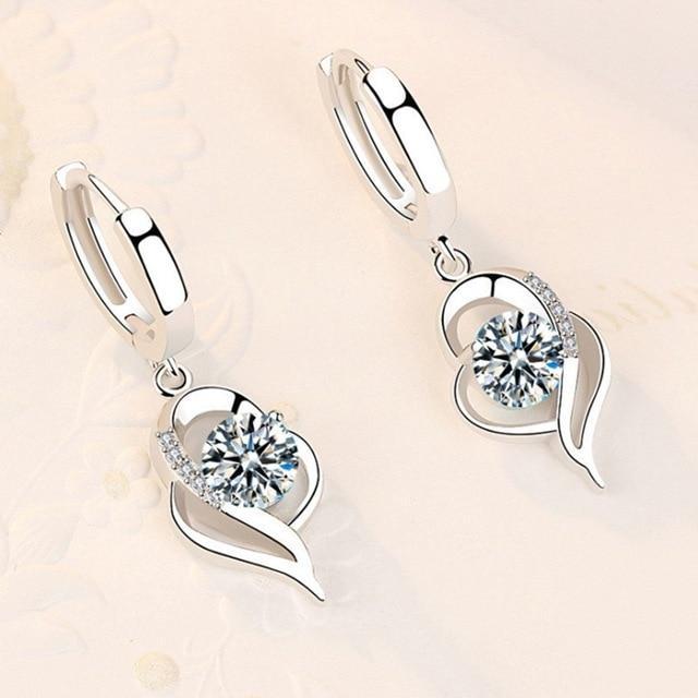 925 Sterling Silver And Zirconia Inlaid Floral Earrings
