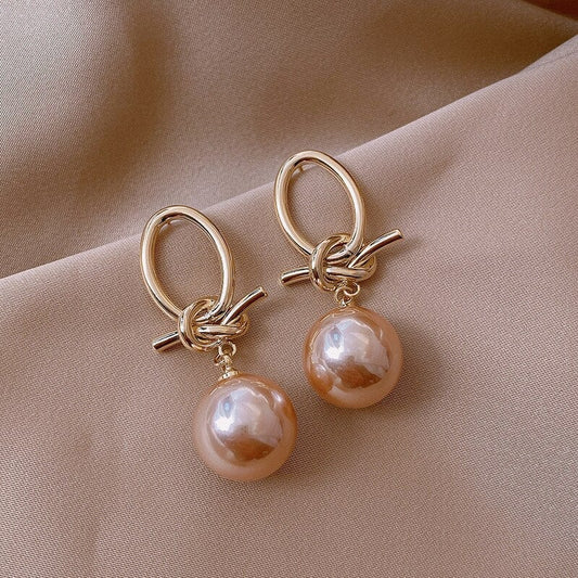 Pearl Loop Earrings In Gold